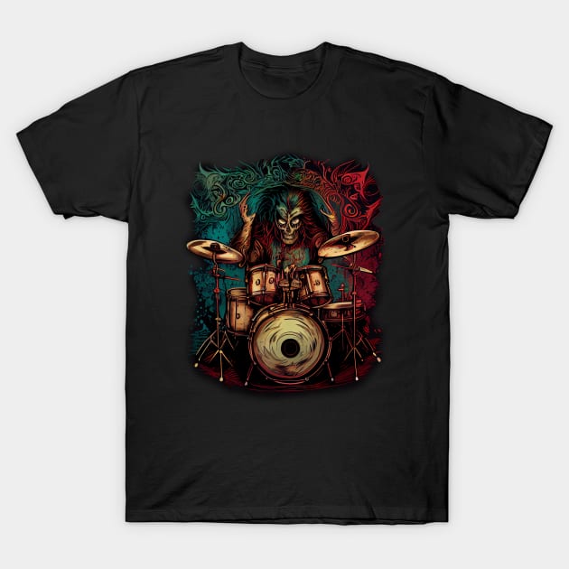 Demon Drummer T-Shirt by llspear